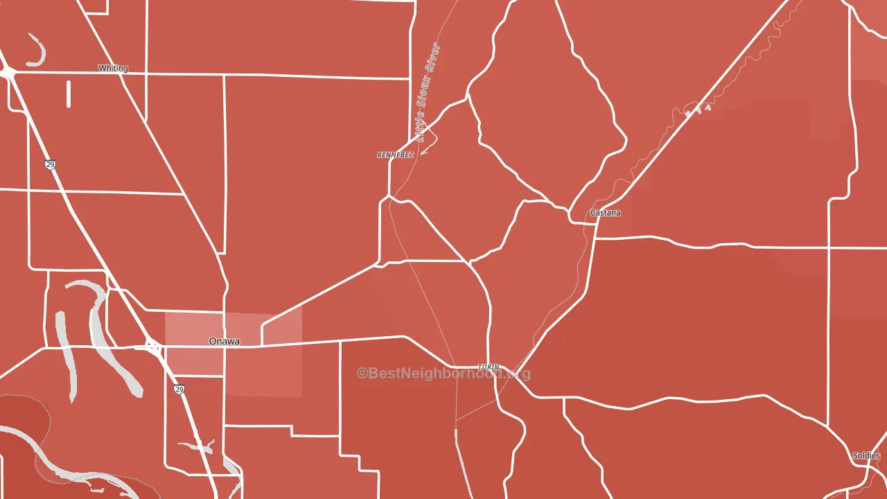 Monona County, IA block-group political-lean map