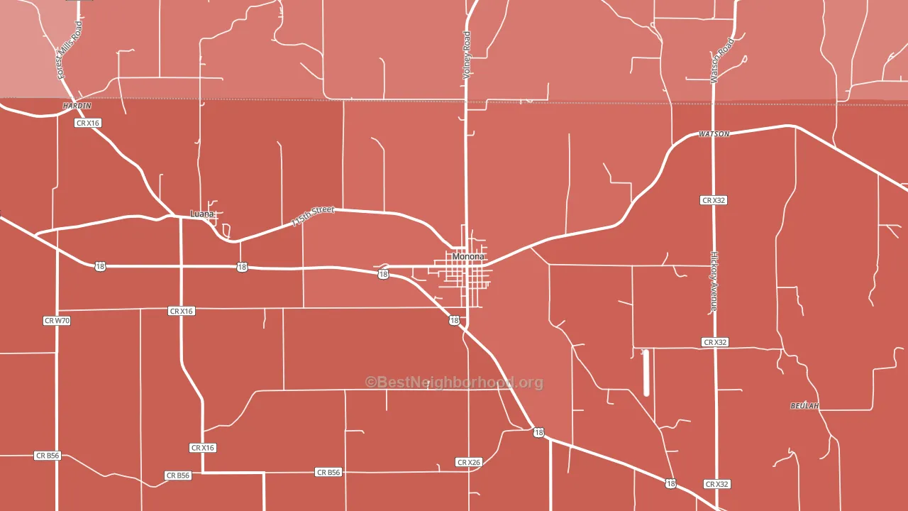 Monona, IA block-group political-lean map