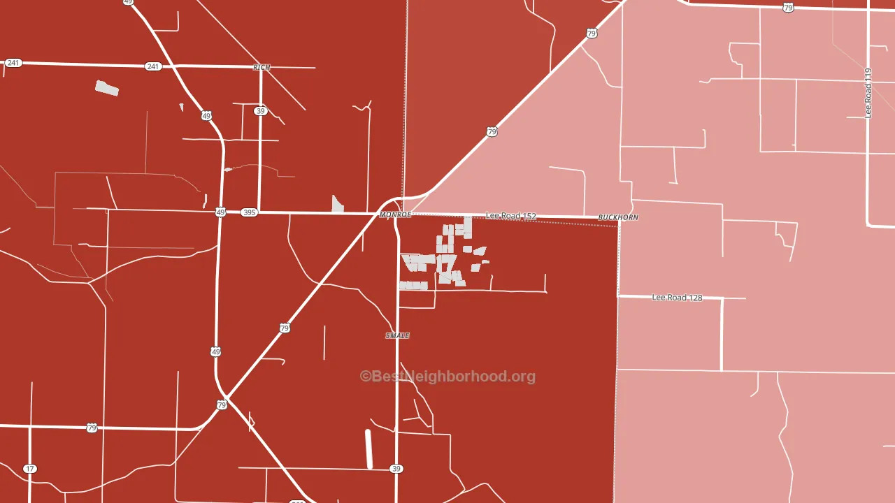 Monroe, AR block-group political-lean map