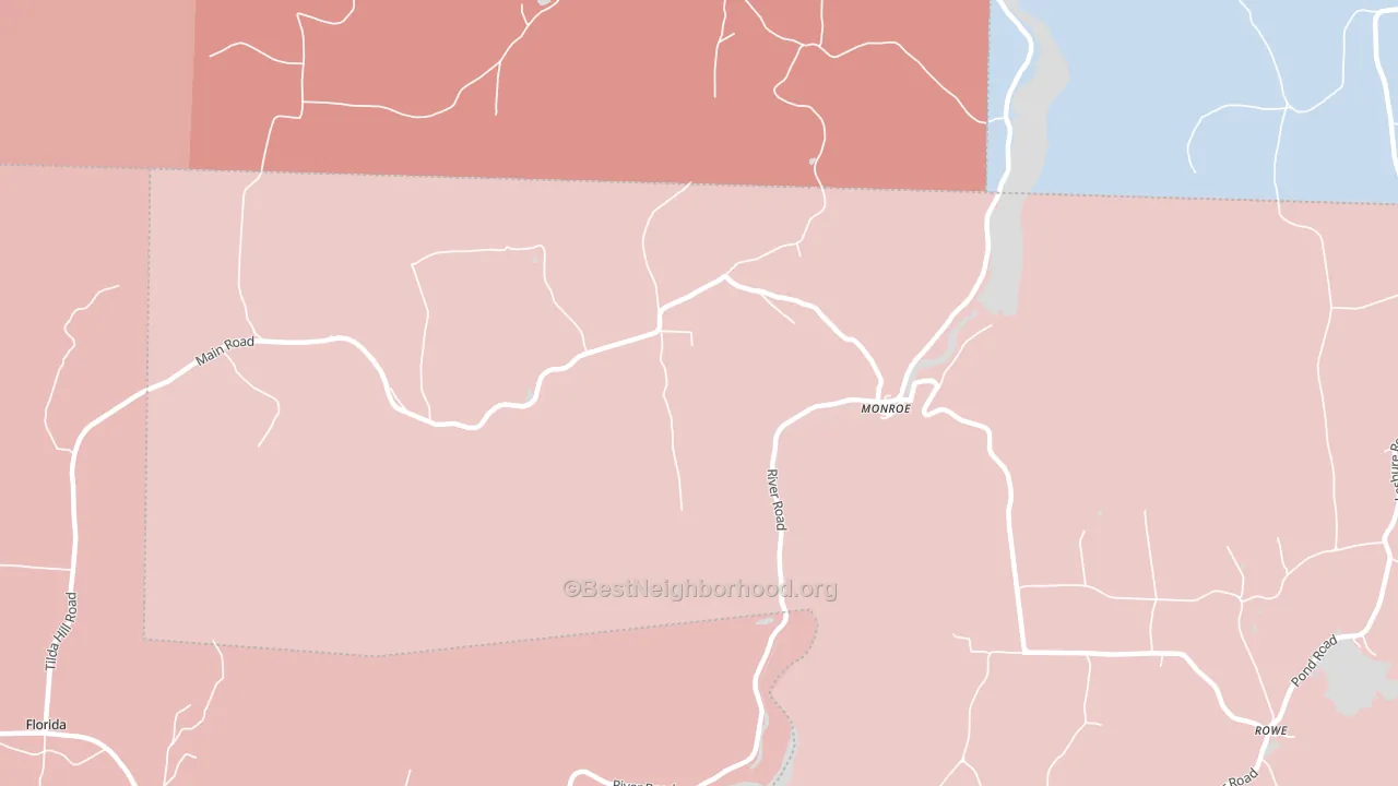 Monroe Bridge, MA block-group political-lean map