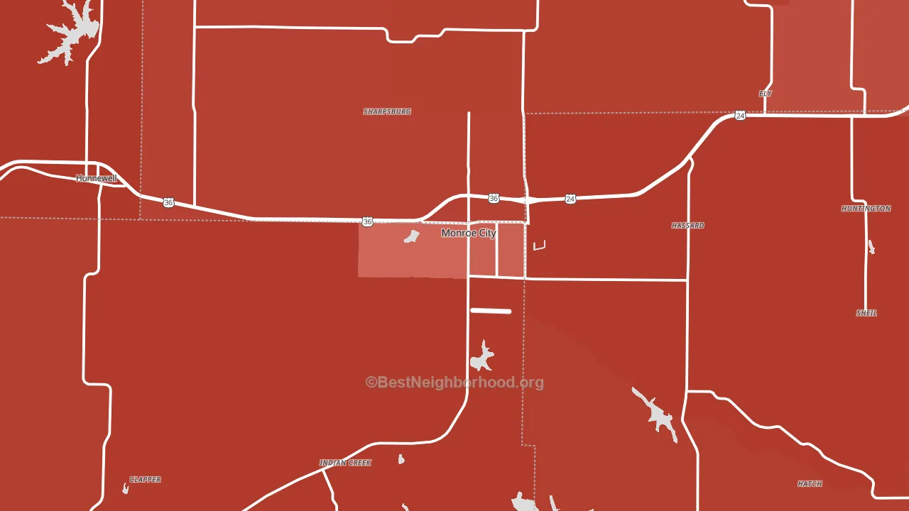 Monroe City, MO block-group political-lean map