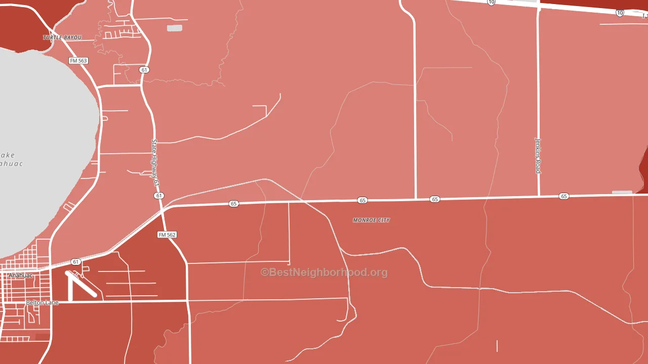 Monroe City, TX block-group political-lean map