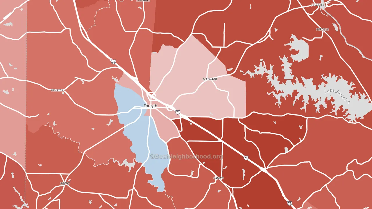 Monroe County, GA block-group political-lean map