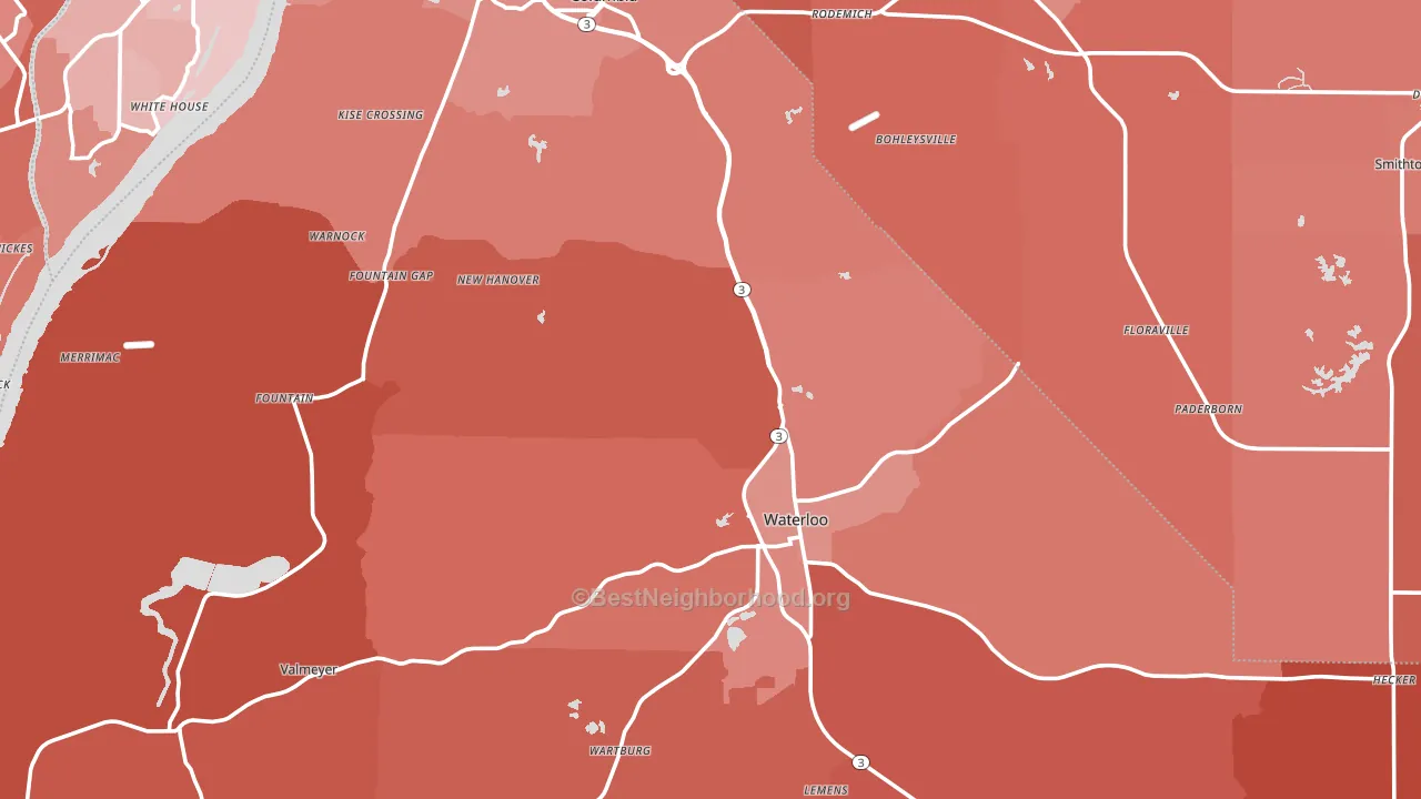 Monroe County, IL block-group political-lean map