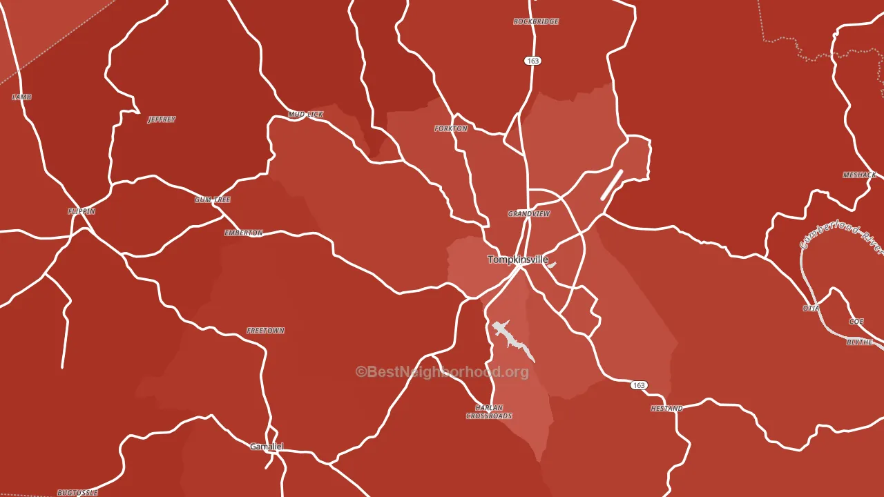 Monroe County, KY block-group political-lean map
