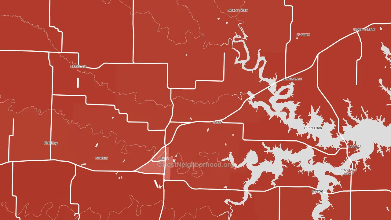 Monroe County, MO block-group political-lean map