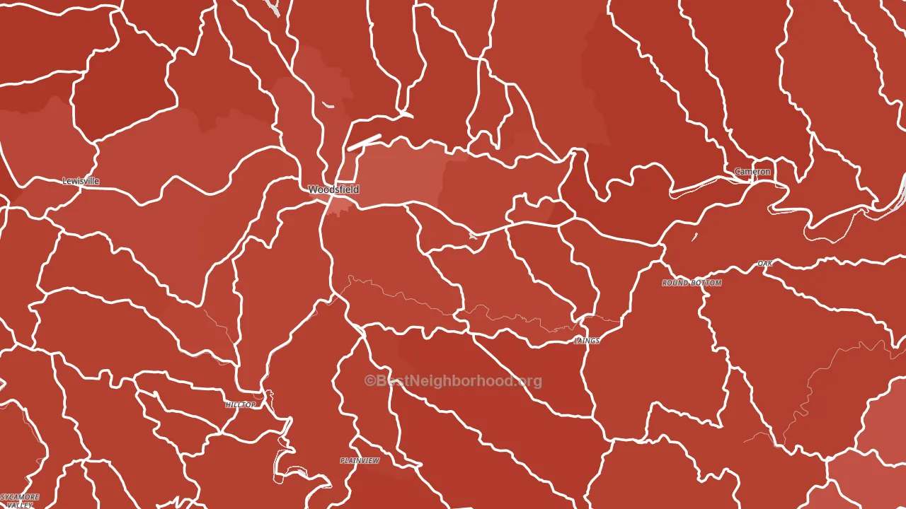 Monroe County, OH block-group political-lean map