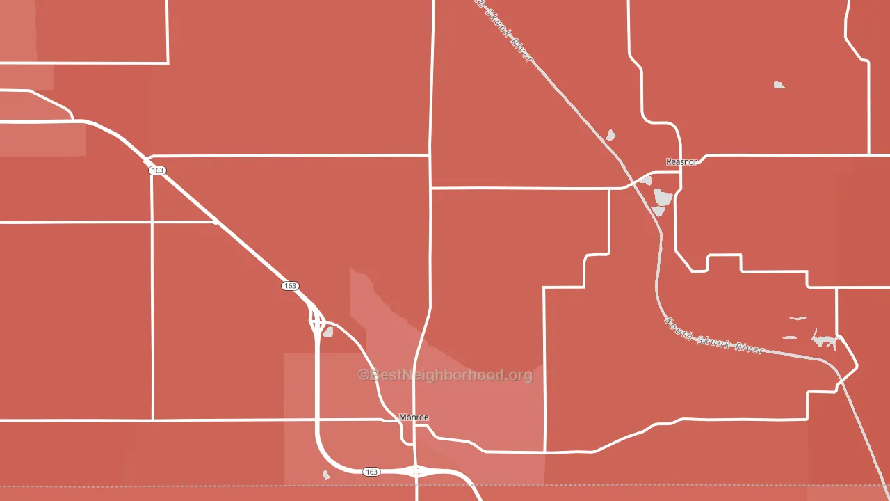 Monroe, IA block-group political-lean map