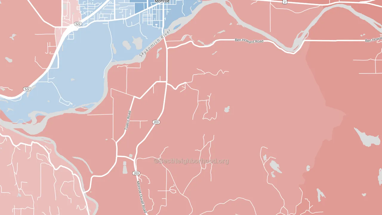 Monroe Junction, WA block-group political-lean map