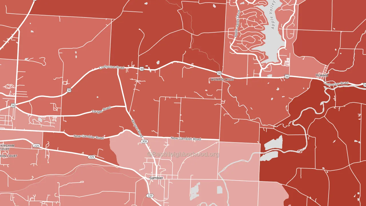 Monroe Mills, OH block-group political-lean map