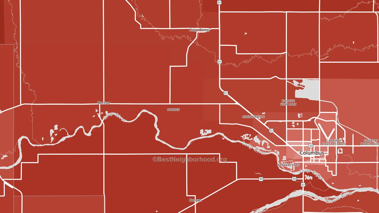 Monroe, NE block-group political-lean map
