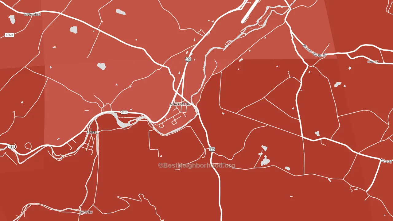 Monroe, PA block-group political-lean map