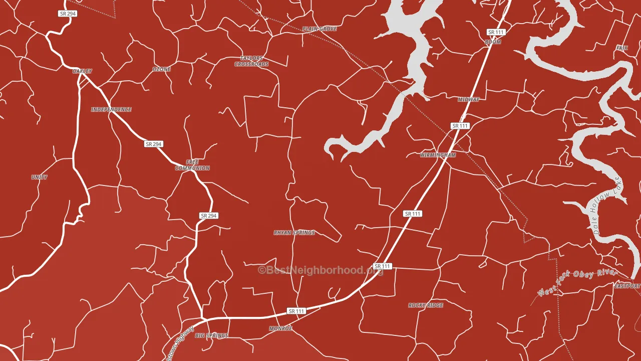 Monroe, TN block-group political-lean map