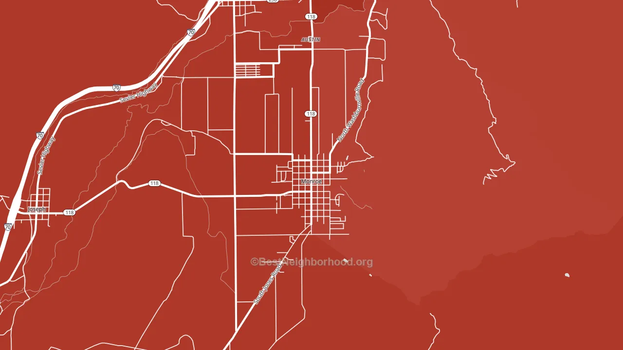 Monroe, UT block-group political-lean map
