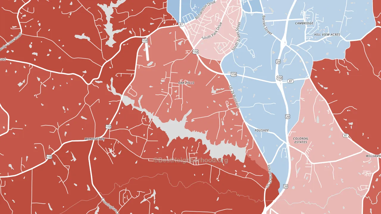 Monroeton, NC block-group political-lean map