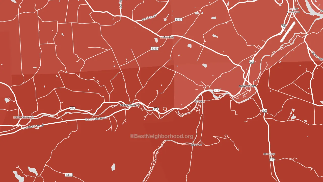 Monroeton, PA block-group political-lean map