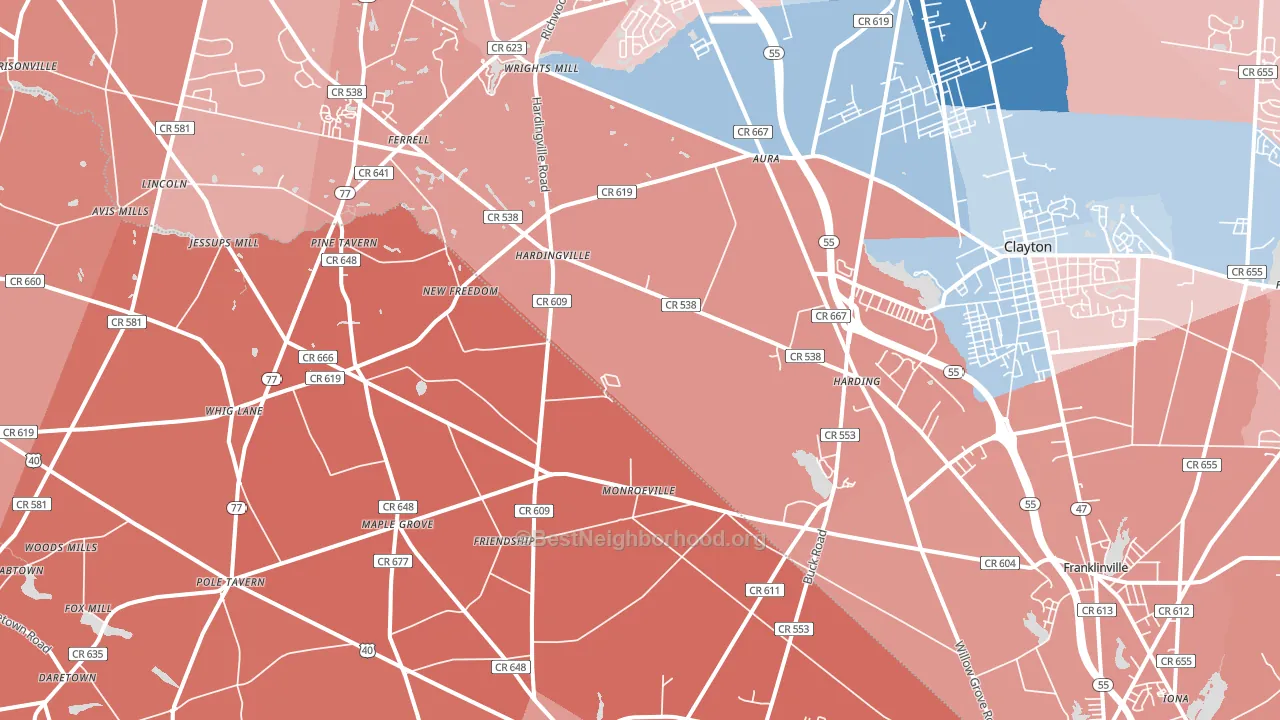 Monroeville, NJ block-group political-lean map