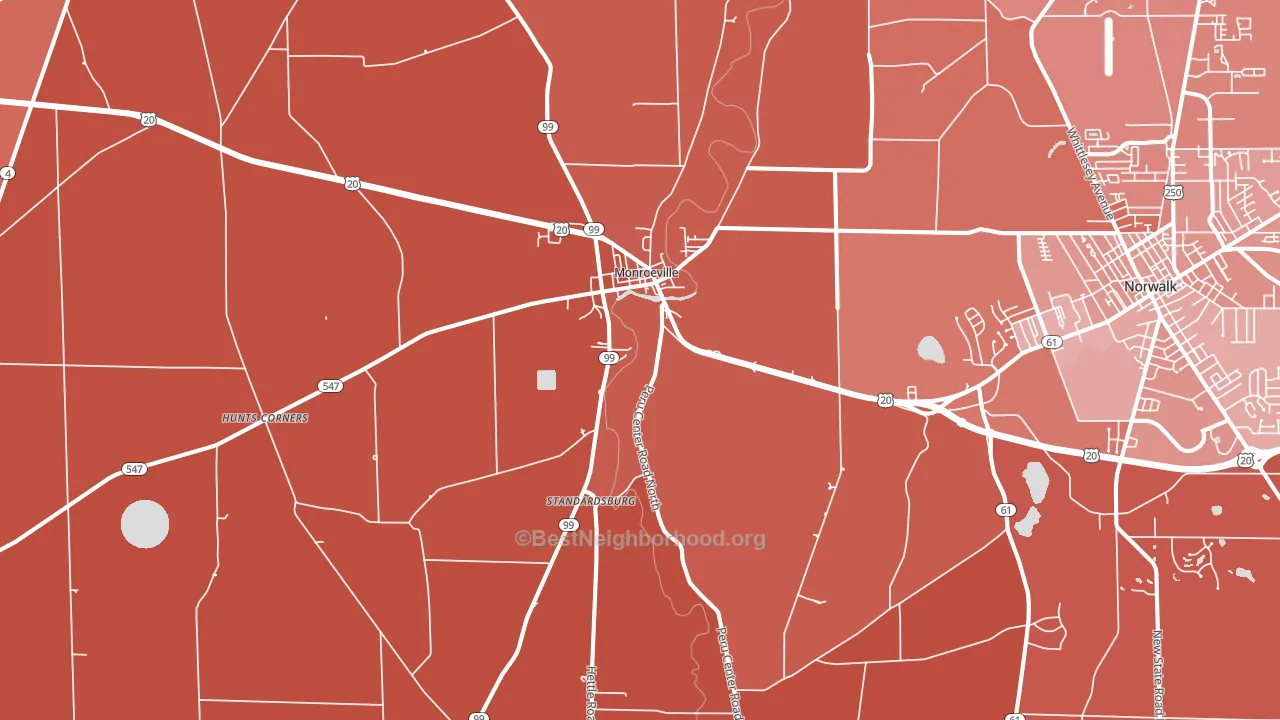 Monroeville, OH block-group political-lean map