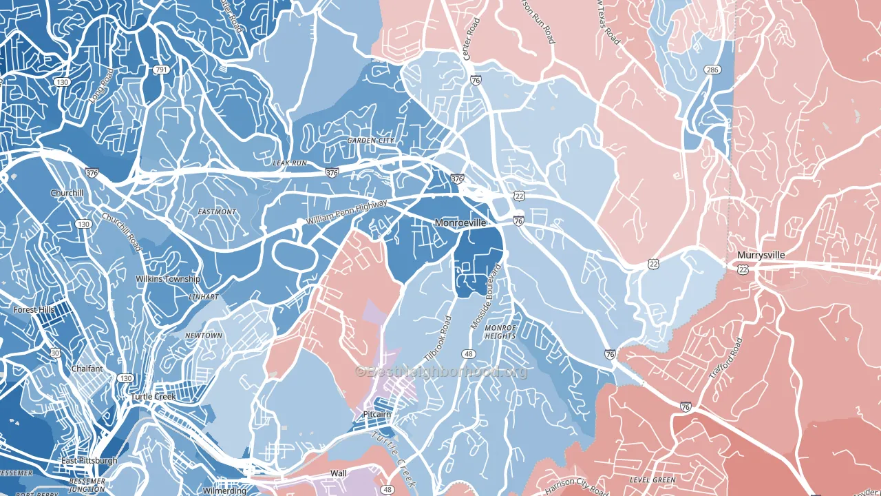 Monroeville, PA block-group political-lean map