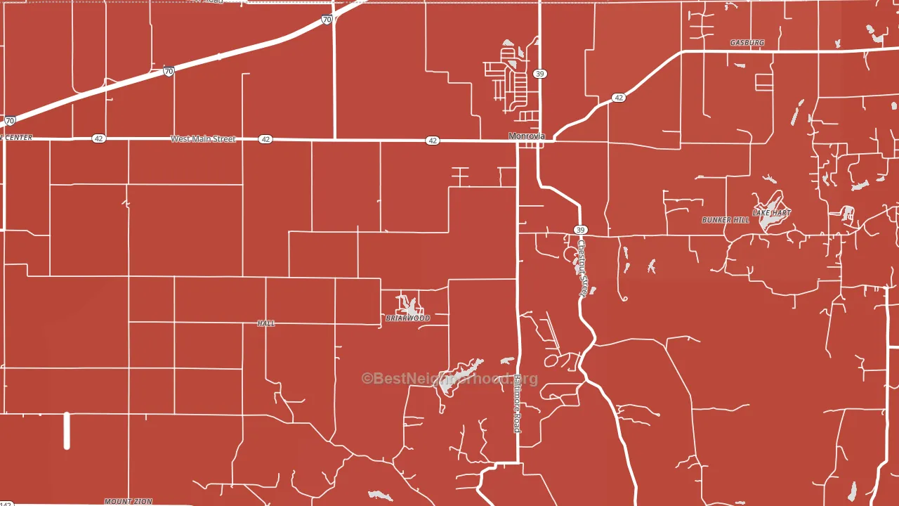Monrovia, IN block-group political-lean map
