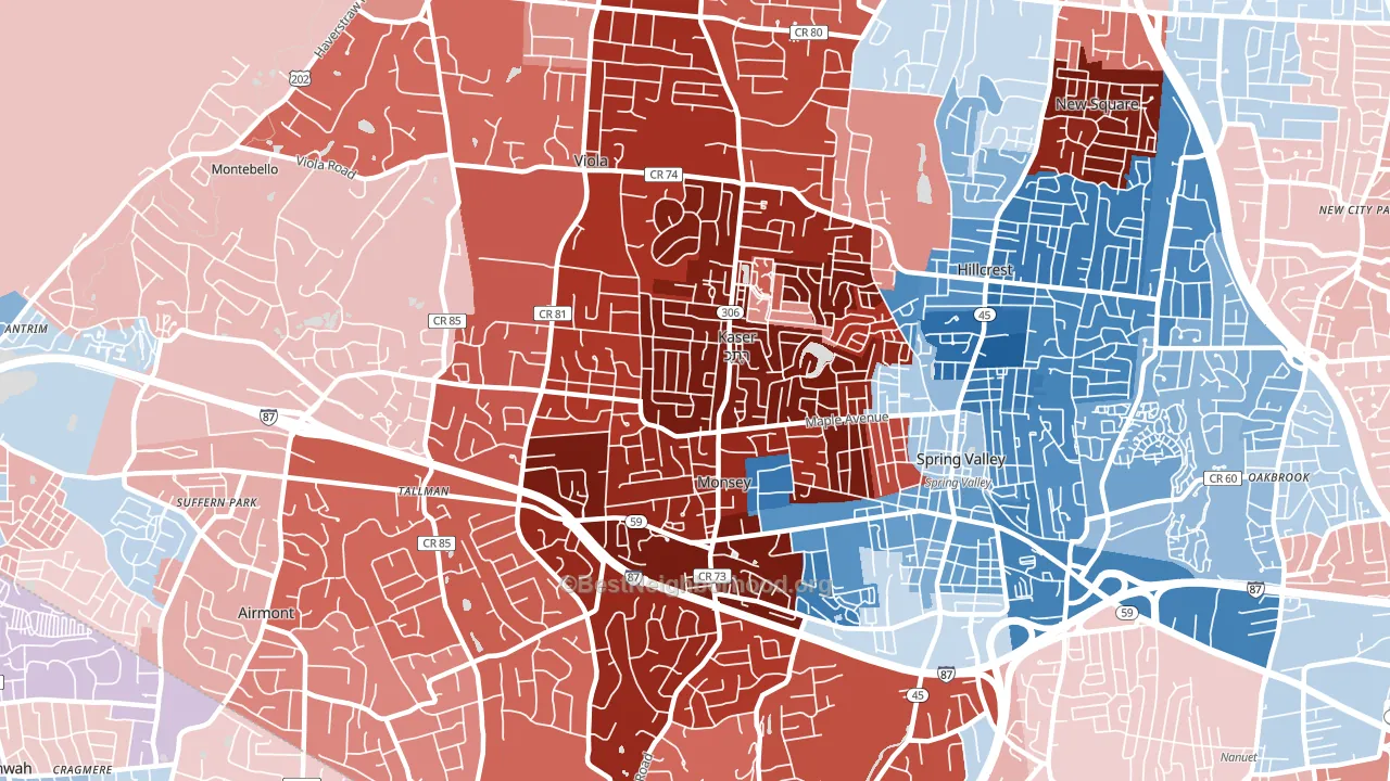 Monsey, NY block-group political-lean map