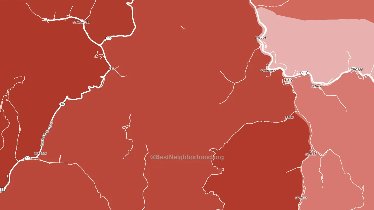 Monson, WV block-group political-lean map