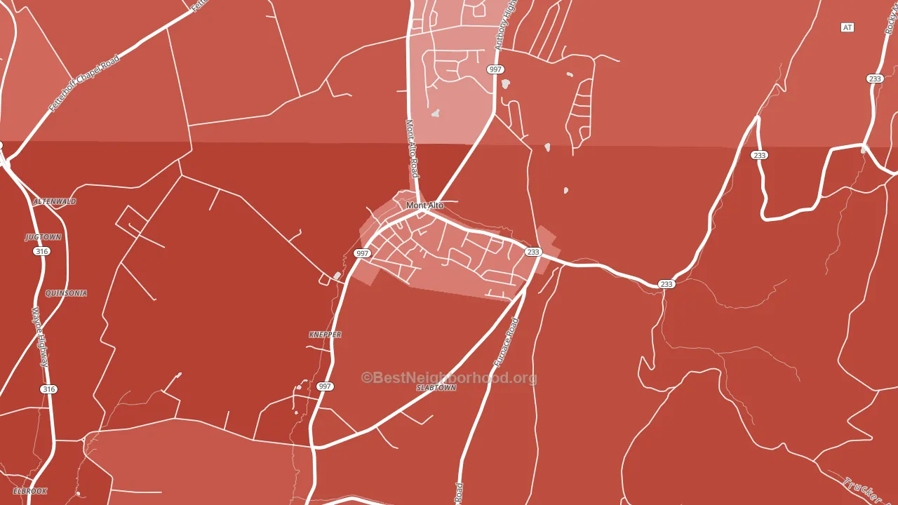 Mont Alto, PA block-group political-lean map