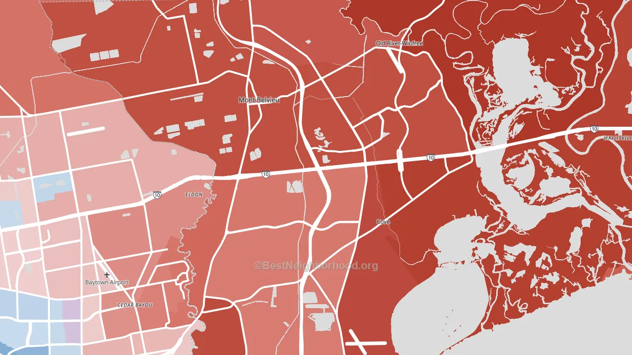 Mont Belvieu, TX block-group political-lean map