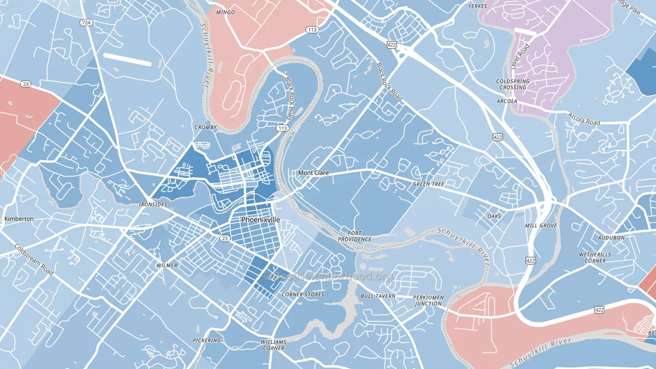 Mont Clare, PA block-group political-lean map