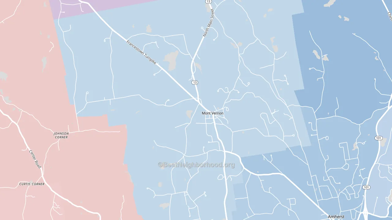 Mont Vernon, NH block-group political-lean map
