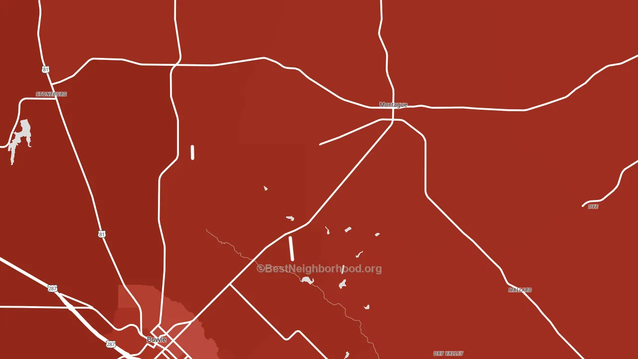 Montague County, TX block-group political-lean map