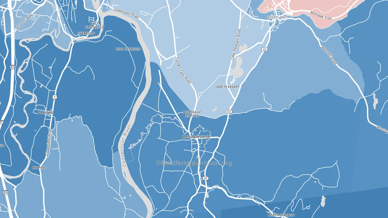 Montague, MA block-group political-lean map