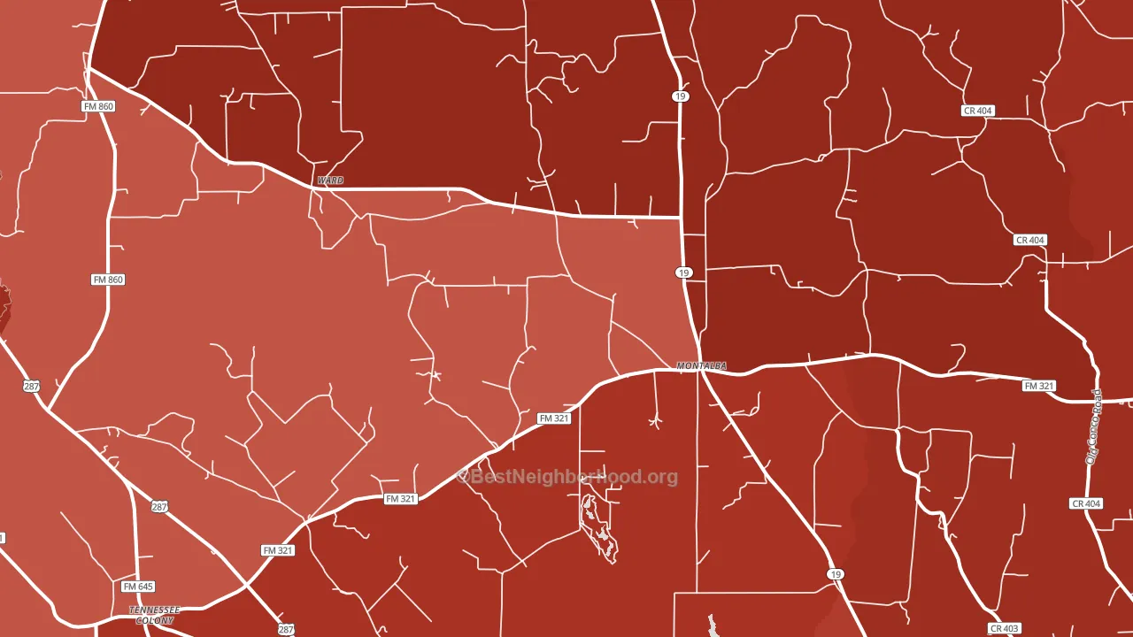 Montalba, TX block-group political-lean map
