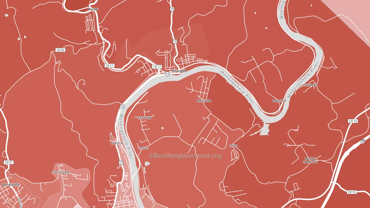 Montana Mines, WV block-group political-lean map