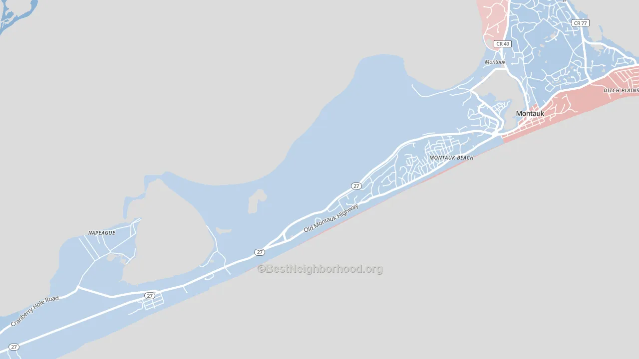 Montauk Beach, NY block-group political-lean map