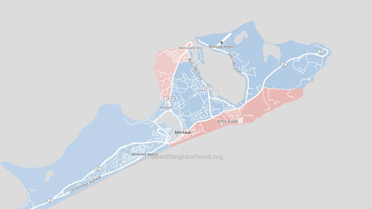 Montauk, NY block-group political-lean map