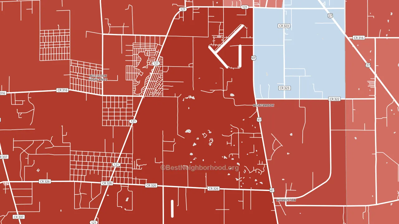 Montbrook, FL block-group political-lean map