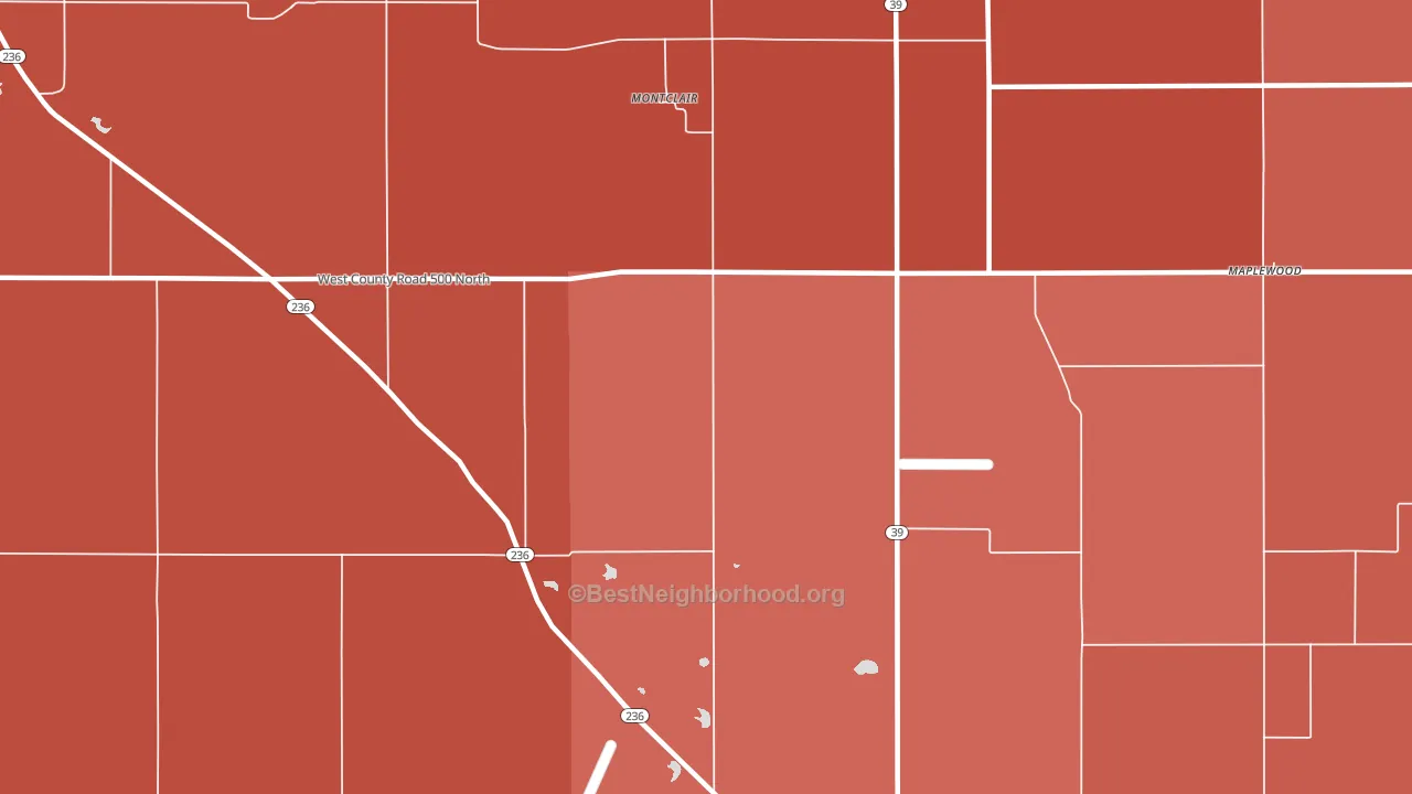 Montclair, IN block-group political-lean map