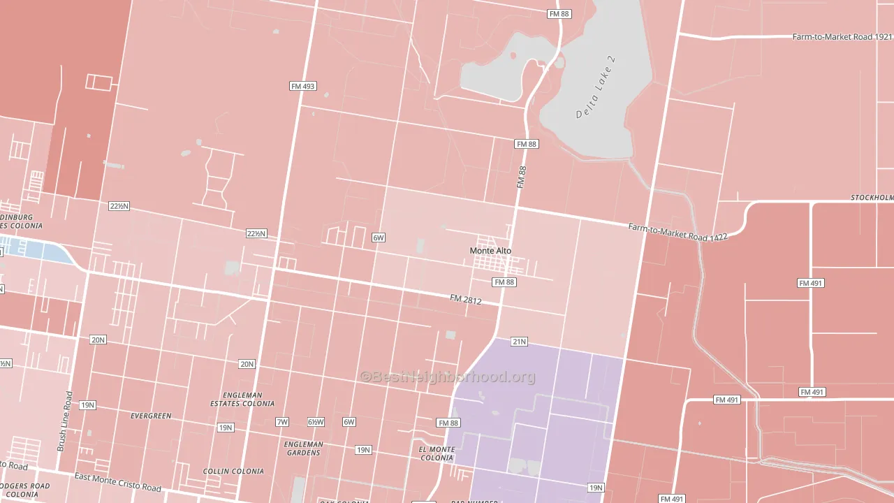 Monte Alto, TX block-group political-lean map