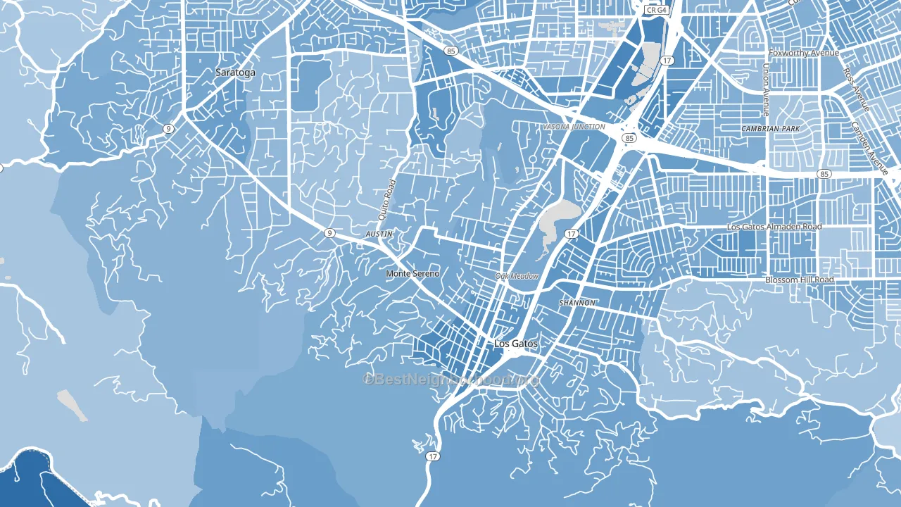 Monte Sereno, CA block-group political-lean map