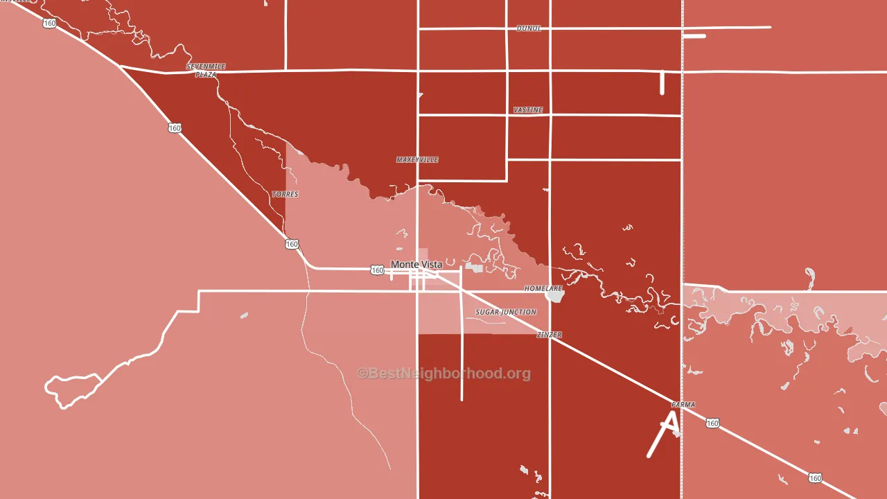 Monte Vista, CO block-group political-lean map