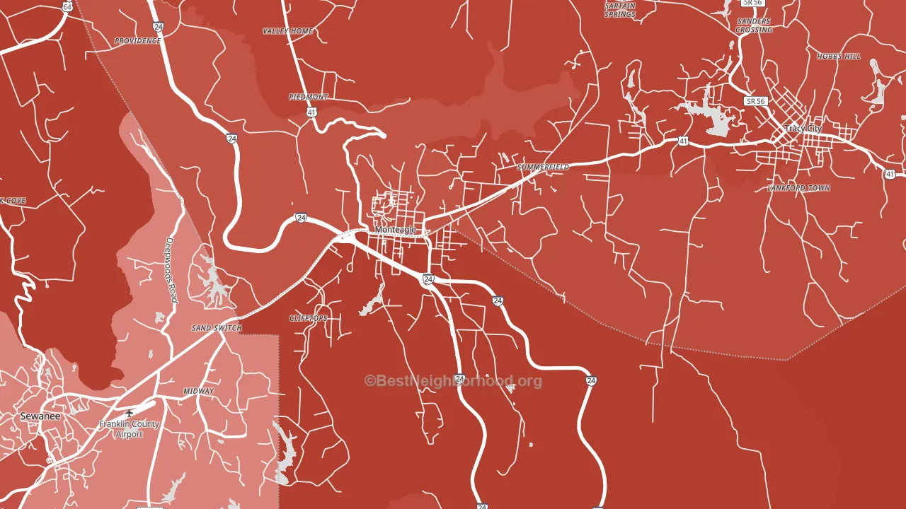 Monteagle, TN block-group political-lean map