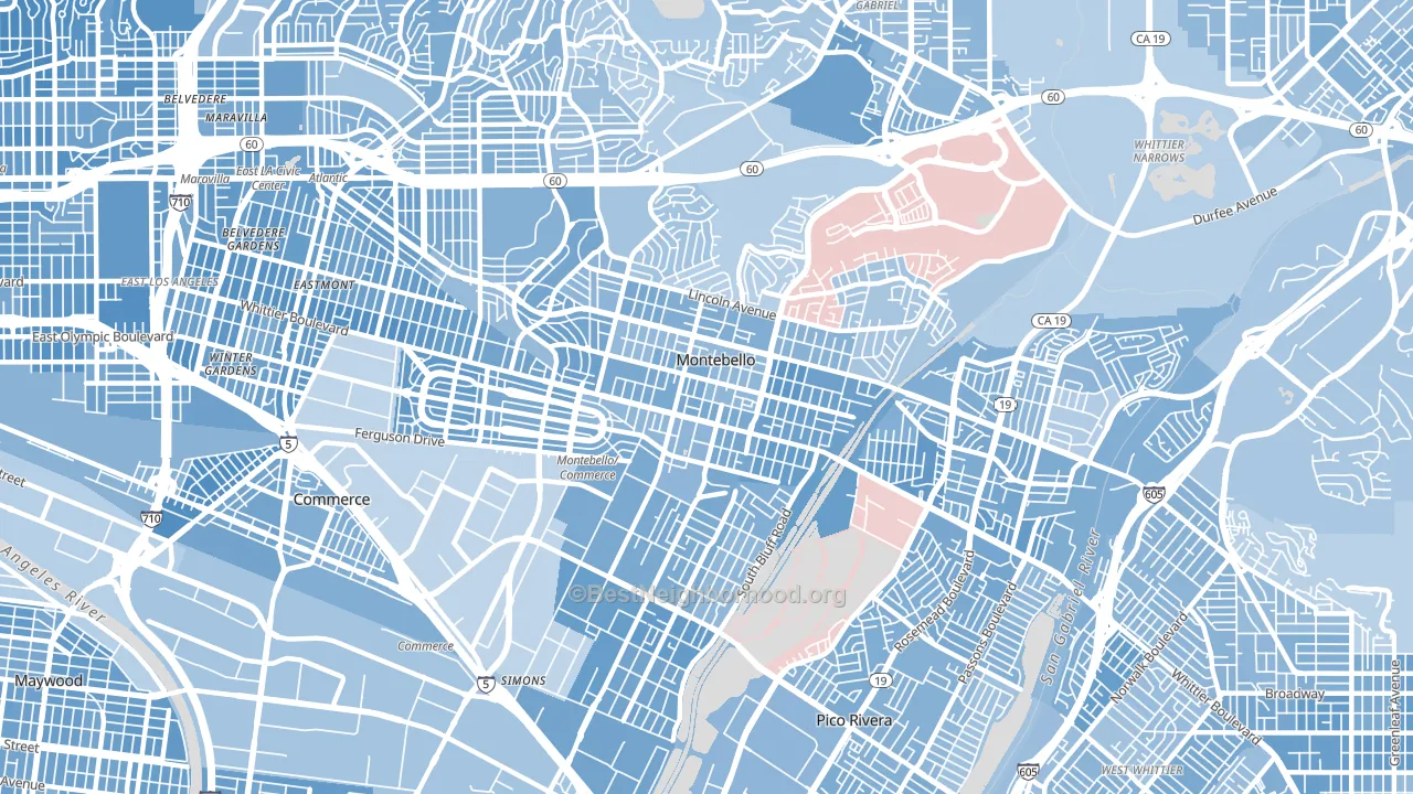 Montebello, CA block-group political-lean map
