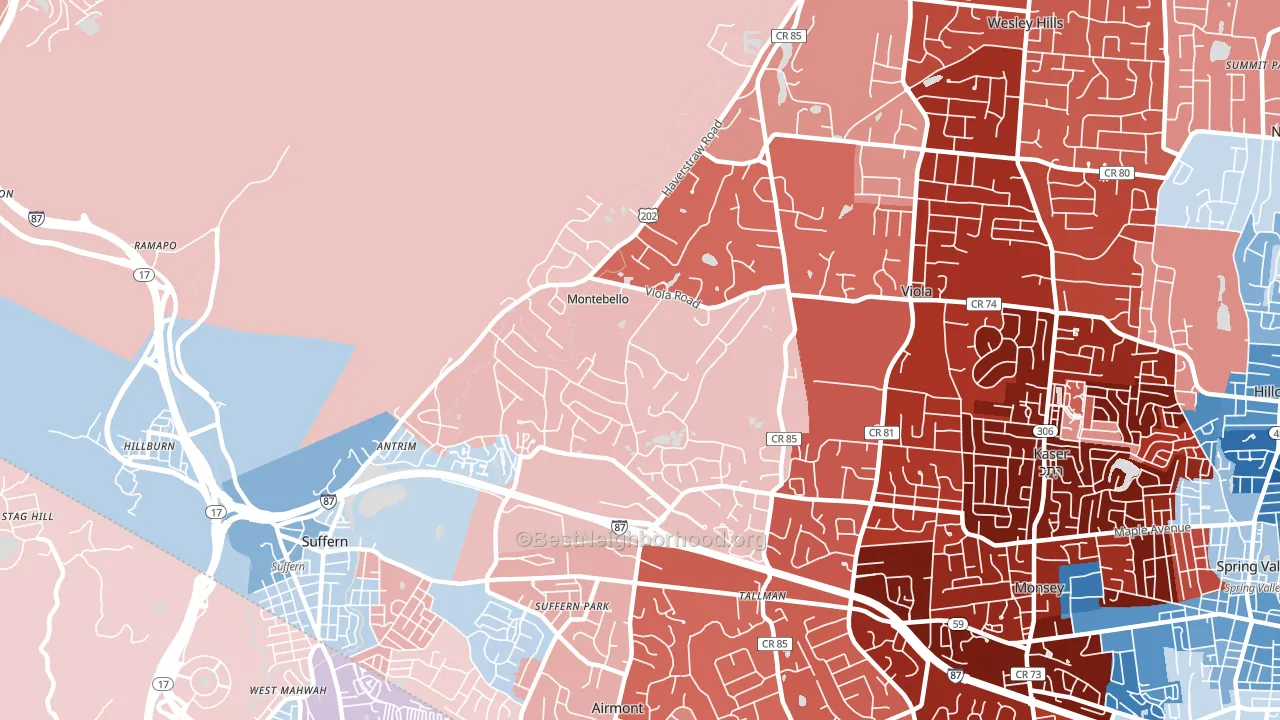 Montebello, NY block-group political-lean map