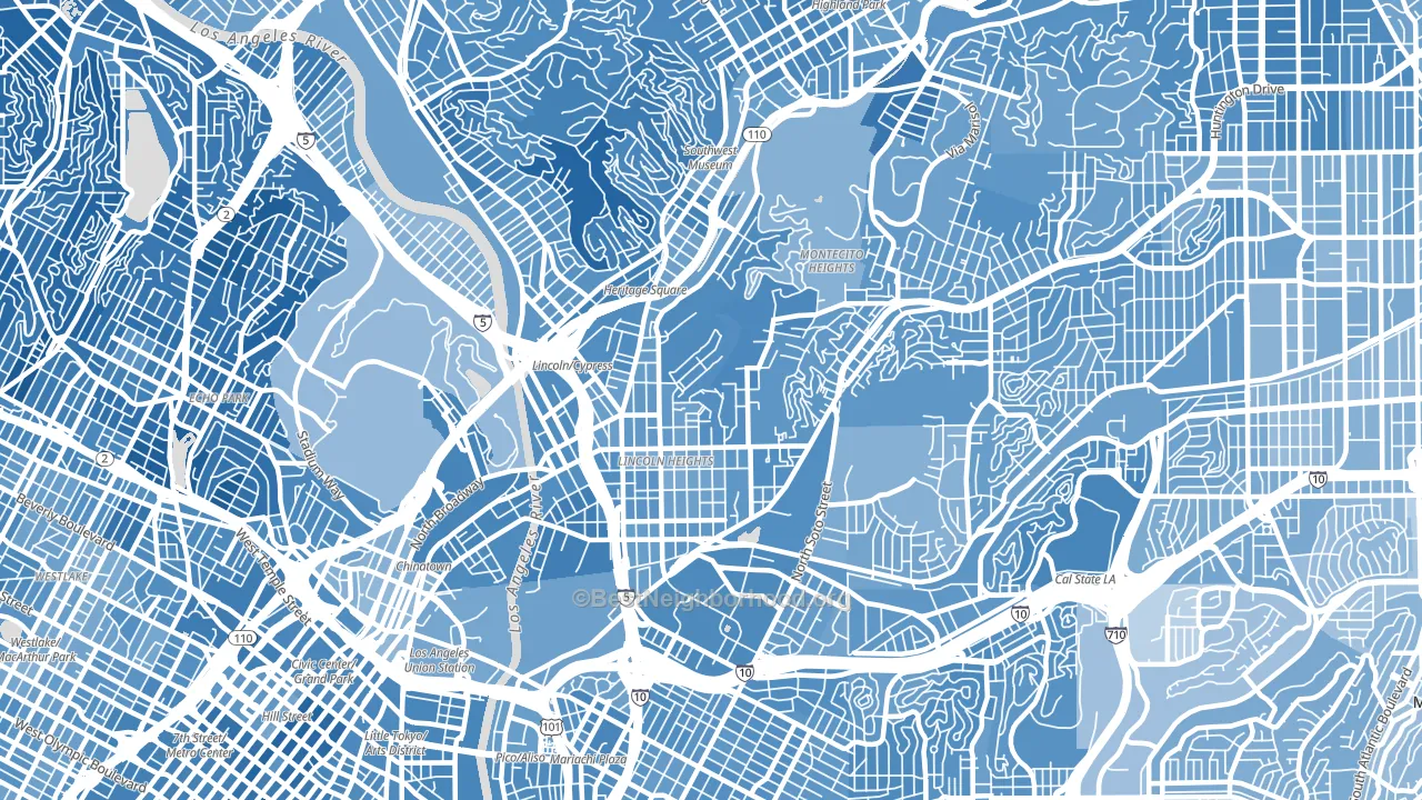 Montecito Heights, Los Angeles, CA block-group political-lean map