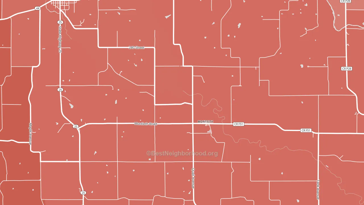 Monteith, IA block-group political-lean map