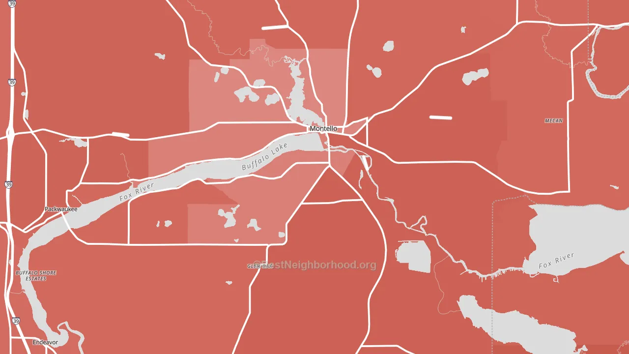 Montello, WI block-group political-lean map