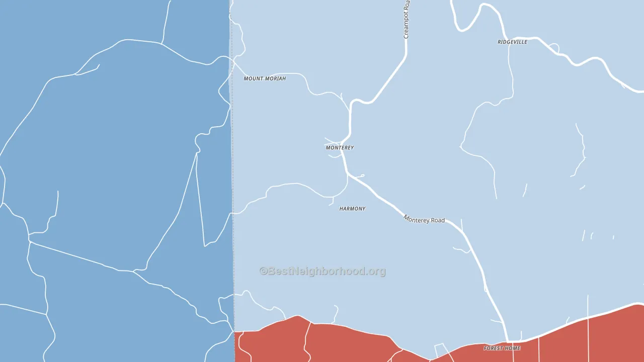 Monterey, AL block-group political-lean map