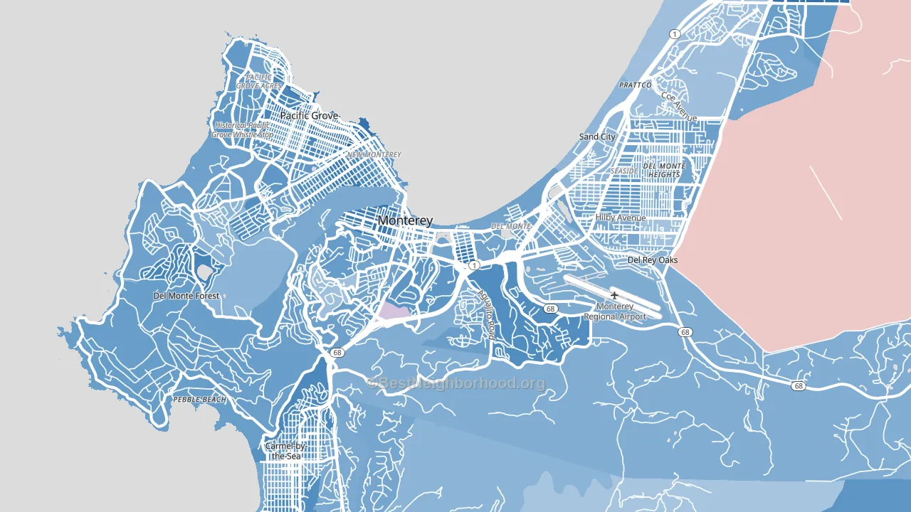 Monterey, CA block-group political-lean map