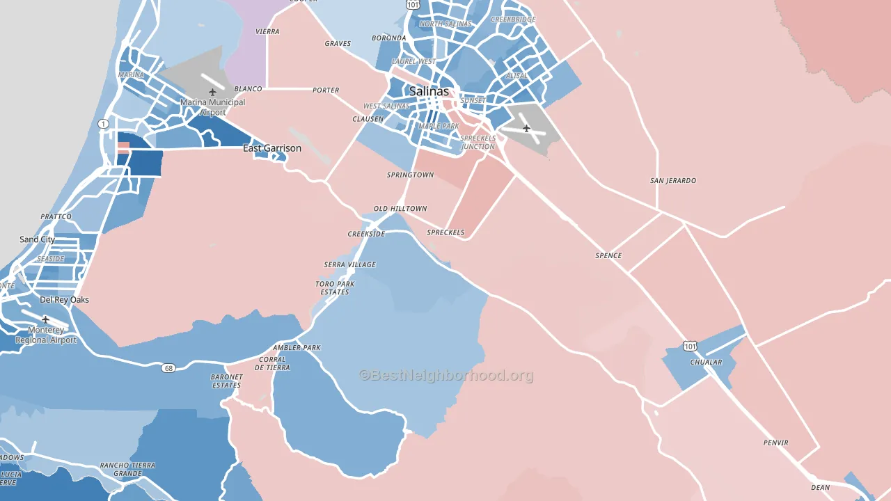 Monterey County, CA block-group political-lean map